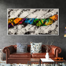 Abstract Wave, Dynamic Ocean Art, Surf Inspired Painting, Black and White Modern Art, Colorful Coastal Decor, Canvas Print, Hallway Art