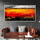 Fiery Horizon, Abstract Landscape, Modern Southwest Art, Bold Colorful Painting, Dramatic Wall Art, Living Room Art, Framed Canvas Print