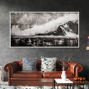 Monochrome Mountain, Dramatic Landscape, Black and White Art, Moody Wall Art, Modern Nature Print, Office Decor, Framed Canvas Print