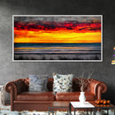 Sunset Beach, Ocean Art, Coastal Landscape, Modern Canvas Print, Boho Wall Art, Vibrant Seascape, Living Room Decor, Bold Art