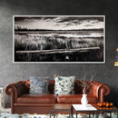 Marshland, Serene, Nature, Black and White, Framed Canvas Print, Landscape Painting, Rustic Wall Art, Cabin Decor, Neutral Tone Art