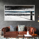 Stormy Beach Scene, Moody Ocean Painting, Coastal Wall Art, Dark Seascape Print, Framed Canvas Print, Dramatic Home Decor