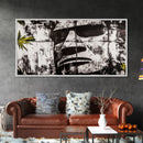 Monochrome Face Art, Edgy Black White Painting, Street Art Print, Urban Loft Decor, Framed Canvas Print, Unique Statement Piece