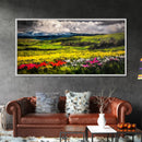 Spring Meadow Landscape, Mountain Wildflower Art, Vibrant Nature Wall Art, Farmhouse Decor, Impressionist Landscape, Framed Canvas Print