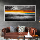 Sunset Horizon, Dramatic Sky, Abstract, Modern Nature Art, Living Room Wall Art, Framed Canvas Print, Colorful Painting, Scenic View