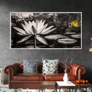 Lotus Flower, Black and White Botanical Art, Zen Wall Decor, Nature Painting, Minimalist Canvas Print, Bedroom Meditation Art