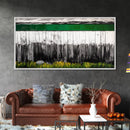 Rustic Fence, Green Landscape, Modern Country Art, Black and White with Color, Nature Inspired, Farmhouse Decor, Serene View, Canvas Print
