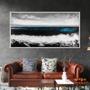 Ocean Horizon, Moody Seascape, Black and White Waves, Framed Canvas Print, Modern Coastal Wall Art, Beach House Decor, Minimalist Art
