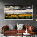 Moody Landscape Painting, Autumn Field Art, Dark Sky Nature Wall Decor, Rustic Country Home Art, Earthy Farmhouse Style, Canvas Print