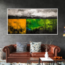 Abstract Landscape, Minimalist Art, Modern Wall Decor, Framed Canvas Print, Green and Gold Wall Art, Contemporary Home Decor
