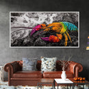 Rainbow Lobster, Colorful Crustacean, Bold Marine Art, Framed Canvas Print, Kitchen Decor, Vibrant Wall Art, Nautical Statement Piece