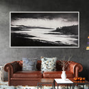 Serene Waters, Mountain Lake, Foggy Landscape, Canvas Print, Black and White Art, Minimalist Home Decor, Rustic Cabin Wall Art, Office Art