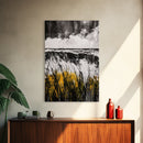 Ocean, Grass, Stormy Weather, Framed Canvas Print, Black and White Seascape, Modern Minimalist Art, Coastal Living, Neutral Wall Decor