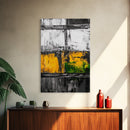 Industrial Texture, Abstract Modern Art, Yellow Green Minimalist, Contemporary Home Decor, Statement Wall, Framed Canvas Print, Gift Idea