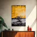 Golden Horizon, Minimalist Desert Art, Warm Sunset Tones, Contemporary Landscape, Boho Home Decor, Framed Canvas Print, Gift Idea