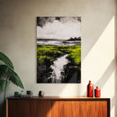 Marsh, Coastal Greenery, Landscape Wall Art, Framed Canvas Print, Nature Aesthetic, Living Room Decor, Serene Scenic View, Rustic Style