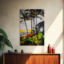 Palm Trees, Beach House, Tropical Sunset, Framed Canvas Print, Coastal Wall Art, Boho Art, Bedroom Wall Art, Vacation Vibes