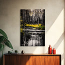 Forest Reflection, Black and White Landscape, Rustic Home Art, Nature Inspired Painting, Cabin Wall Decor, Framed Canvas Print