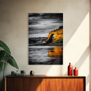 Coastal Arch, Ocean Canvas Print, Seascape Wall Art, Nautical Home Decor, Living Room Artwork, Black and White Landscape