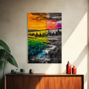 Vibrant Sunset, Colorful Landscape, Bold Abstract Art, Nature Inspired, Modern Painting, Framed Canvas Print, Living Room Wall Decor