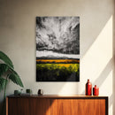 Dramatic Sky, Mountain Landscape, Autumn Wall Art, Golden Field Canvas Print, Rustic Home Decor, Modern Farmhouse Art, Large Wall Art