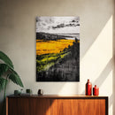 Golden Fields, Dramatic Landscape, Autumn Wall Art, Rustic Home Decor, Mountain View Framed Canvas Print, Farmhouse Aesthetic, Office Decor