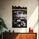 Water Lily, Tranquil Pond Scene, Zen Nature Decor, Floral Botanical Print, Relaxing Bedroom Wall Art, Framed Canvas Print