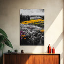 Wildflower Meadow, Mountain Art, Framed Canvas Print, Nature Wall Art, Vibrant Floral Painting, Spring Landscape Art, Living Room Decor