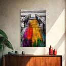 Dock, colorful, abstract, ocean, Canvas Print, nautical decor, coastal art, living room wall art, rustic boho painting, beach house wall art