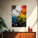 Abstract Floral Art, Expressionist Print, Flower Wall Decor, Modern Botanical Artwork, Vibrant Home Aesthetic, Framed Canvas Print