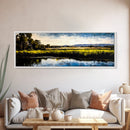 Serene River, Nature Landscape, Framed Canvas Print, Rustic Wall Art, Countryside Decor, Living Room Wall Art, Modern Farmhouse Style