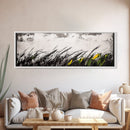 Grassy Field Painting, Minimalist Art, Nature Inspired, Modern Wall Decor, Black and White Art, Framed Canvas Print, Office Wall Art