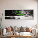 Misty Forest, River Landscape, Green Nature, Framed Canvas Print, Large Wall Art, Nature Wall Decor, Living Room Art, Modern Art