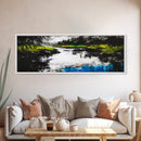 Moody River, Green Forest, Reflective Water, Canvas Print, Nature Wall Art, Tranquil Landscape, Modern Home Decor, Living Room Art
