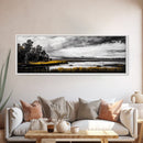 Stormy Marsh, Moody Landscape, Black and White Nature Art, Rustic Home Decor, Framed Canvas Print, Cabin Wall Art, Fall Decor, Dramatic Scene