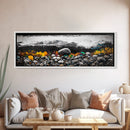 Pebble Beach, Ocean Waves, Coastal Rocks, Canvas Print, Nautical Home Decor, Beach House Art, Nature-Inspired Wall Art, Minimalist Seascape