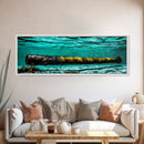 Submerged Cannon, Underwater Art, Nautical Decor, Military History Print, Ocean Themed Wall Art, Man Cave Decor, Framed Canvas Print