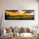 Sunset Landscape, Golden Sky, Framed Canvas Print, Modern Wall Art, Large Landscape Art, Fall Decor, Living Room Art, Rustic Home Decor