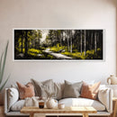 Forest Path, Green Trees, Framed Canvas Print, Nature Landscape Art, Living Room Wall Art, Modern Rustic Decor, Cozy Home Art