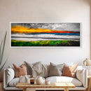 Sunset Beach, Ocean Waves, Abstract Seascape, Framed Canvas Print, Modern Coastal Decor, Living Room Wall Art, Beach House Art