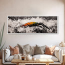 Crashing Waves, Lobster Art, Coastal Abstract, Canvas Print, Nautical Home Decor, Seafood Kitchen Art, Beach House Wall Art