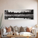 Monochrome Forest, Black and White, Nature Wall Art, Minimalist Landscape, Serene Art, Woodland Scene, Framed Canvas Print, Bedroom Wall Art