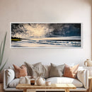 Moody Coastal Art, Stormy Ocean Painting, Dramatic Seascape Wall Decor, Nautical Home Artwork, Tranquil Beach Scene, Framed Canvas Print