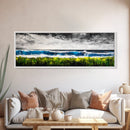 Stormy Pier, Coastal Wall Art, Moody Ocean Print, Beach House Decor, Nautical Themed Home, Black and White Seascape, Canvas Print
