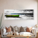 Seaside Boat, Coastal Art, Minimalist Nautical, Framed Canvas Print, Black and White Beach Art, Ocean Scene, Modern Seascape, Contemporary Decor