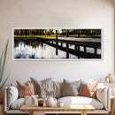 Lakeside Dock, Reflection Art, Serene Water, Framed Canvas Print, Tranquil Nature Scene, Rustic Cabin Decor, Woodland Wall Art, Large Art