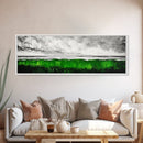 Green Ocean, Coastal Storm, Vibrant Seascape, Framed Canvas Print, Beach Art, Abstract Ocean Painting, Minimalist Wall Decor, Living Room Art