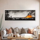 Wildfire Horizon, Dramatic Nature Art, Wilderness Wall Decor, Canvas Print, Black and White Art, Abstract Fire Painting, Rustic Home Art