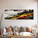 Coastal Landscape, Vibrant Seascape Print, Ocean Sunset Art, Modern Beach House Decor, Colorful Canvas Print, Framed Canvas Print