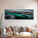 Turquoise Water Art, Ocean Aerial Painting, Coastal Abstract Print, Modern Beach House Decor, Serene Wall Art, Framed Canvas Print